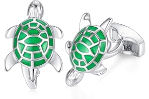 HONEY BEAR Bouton De Manchette Vert Tortue Homme Chemise Poignet Col en Acier Inoxydable Mariage Commercial