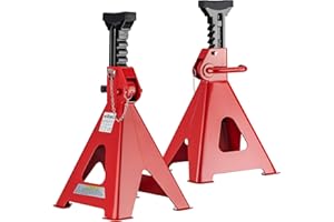 ‎WILTEC Wiltec Unterstellbock 2er Set, Stützbock bis 12 t, Böcke höhenverstellbar 49-75 cm, Arbeitsbock mit Sicherungsbolzen, Auto Bock rutschfestes Gummi