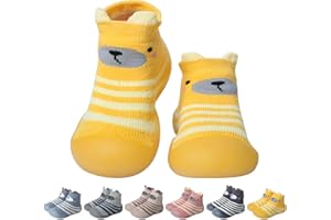 OUTFIT SPRING Scarpe Calzini Antiscivolo Bambino Bambina, Scarpe Primi Passi Calze Antiscivolo Neonato, Suola Morbida Pantofole Bambini Maglia Scarpe Calzino con Cartone Animato 6-36 Mesi