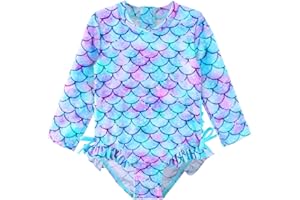 XFGIRLS Swimwear for Girls Long Sleeve Swimsuit Girls Swimming Costume Kids Sunsuit Toddler Girls Swimsuit 6M-6Y