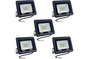 Meision Strahler Außen 10W, Scheinwerfer Warmweiß 3000K IP66 Wasserdicht, 850LM Superhell Aluminium Flutlicht, Außenstrahler für Hof, Garage, Garten, Flur, 5 Stücke