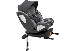 VASACAVA Silla de Coche para Bebé Infantil i-Size ISOFIX Giro 360°, Apto 0-12 Años (40-150cm), Pierna de Apoyo, Protección Antiimpactos, Certificado ECE R129 (Gris oscuro)