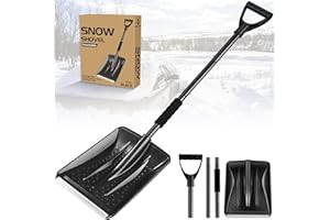UMUACCAN Snow Shovel 2026 Upgrade, Large-Capacity Lightweight Aluminum Portable Shovel for Parent-Child Snow Playing, Garden, Car & Camping with Extra Ice Scraper (Black)