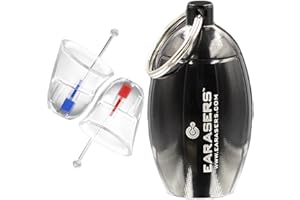 EARasers US Músicos Tapones para los Oídos para Conciertos – Reutilizables Tapones para los Oídos Con Llavero Negro Protección Auditive para Djs, Festivals – Reducción de Ruido 19dB (Grande)