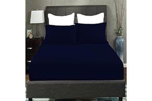 British Home Bedding Percale Extra Deep 16inch/40CM Fitted Sheet - Easycare Non iron and Anti Wrinkle Easy Iron Deep Fitted Sheet (Navy, King)