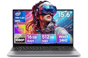 BMAX Ordenador Portátil 15,6 Pulgadas 16GB DDR4 512GB SSD Alder Lake N95 (hasta 3.4Ghz) PC Portátil Win11 Laptop 1920x1080, Mini HDMI, USB 3.2x3, Type C, 5G WiFi, BT5.0 Protege el Teclado Español