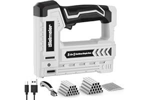 Bielmeier Electric Staple Gun 5 in 1 Band Nailer, 4V Rechargeable Cordless Stapler, Pin Nail Gun Battery Powered with 1,950 Staples and Nails, Power Wire Staple Gun for Home, Wood, Upholstery, DIY