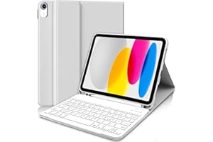 ‎AGARELE Hülle mit Tastatur für iPad A16 11 Generation 2025 & 10 Generation 2022(11/10.9 Zoll), Kabellose Magnetische Folio Tastatur für iPad 11/10. Gen, QWERTZ Layout, Stifthalter, Grau Weiß (Grau Weiß-DE)