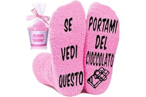 QXRXN Calze Antiscivolo Donna, Calzini Divertenti Donna Regali, CAFFE CIOCCOLATO VINO Calzini Donna Invernali Idee Regalo per Donna Migliore Amica Speciale Festa della Mamma Compleanno Natale
