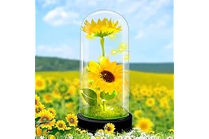 TECHSHARE Regalo Dia De La Madre, el Girasol Artificial en Cristal es un Regalos Ideal para Mujer, Novia, Mamá, Hermana, Esposas para el día de San Valentín, Día De La Madre, Navidad, Cumpleaños
