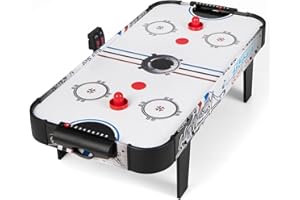 COSTWAY Stół do gry w hokeja na powietrzu, stół do gry w hokeja na lodzie, stół do hokeja na lodzie, 2 krążki, 2 uchwyty, 2 bramki, 106,5 x 53,5 x 30,5 cm