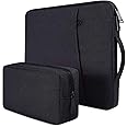 Dynotrek Zipper 15.6 inch Laptop Sleeve Case Cover with Charger Pouch Handle Computer Bag Compatible for Most MacBook Pro 16"/15" Dell Lenovo HP Asus Acer Chromebook (Charcoal Black)