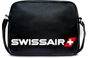 Logoshirt® Swissair I Logo I Shoulder Bag I Retro I Landscape Format I Black I Licensed Original Design