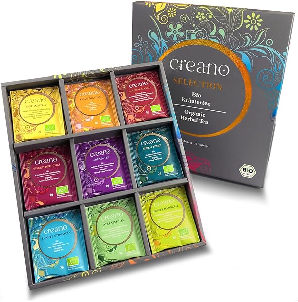 Creano Bio Kräutertee Geschenkset „ORGANIC HERBAL TEA“ - 27 Bio-Teebeutel in 9 unterschiedlichen Sorten - 54g - NEUHEIT* - 1