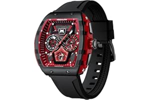 MEGALITH Orologio Uomo Militare Grande Sport Orologi da Polso Cronografo Impermeabile Orologio Uomo Moda Analogico Quarzo Quadrato Quadrante Disegno Gomma Luminosi Calendario Regali Eleganti per Uomo