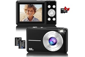 Digitalkamera,Hauyince Fotokamera 1080P FHD 44MP mit 32GB Karte, 16X Zoom 2,5'' LCD Fotoapparat für Fotografie und Vlogging, Tragbare Mini Kompaktkamera für Kinder Teenager Anfänger