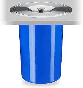 Relaxdays Poubelle Encastrable Plan De Travail 8L - Couvercle Inox Anti-Odeur, Bleu, Pour Déchets Organiques, Ø Trou 25 Cm