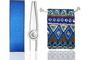 CXW Aluminum Kazoo with A Beautiful Gift Box & 5 Membranes, Mini Musical Instrument for Kids And Adults (Silver)