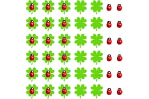 Kapokr 100 Stück Holz Marienkäfer Deko und Filz Kleeblatt Deko Selbstklebend Marienkäfer Glücksklee Mini Glückskäfer zum Basteln DIY-Dekor Geschenkparty-Dekorationen