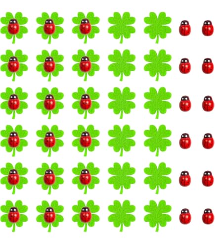 120 Stück Wollfilz Kleeblätter Mit Holzknöpfen - DIY Bastelset