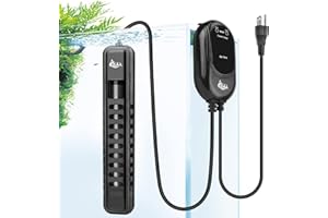 AQQA Grzejnik akwariowy, 100-500 W, regulowana temperatura, cyfrowy pręt grzejny do akwarium z wyświetlaczem LED i zewnętrznym regulatorem temperatury, grzałka zanurzeniowa pasuje do Betta, żółwi (100 W)