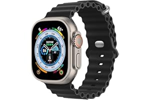 HdanMole Silikon Ocean Armband Kompatibel mit Apple Watch Ultra 2 / Ultra 49mm 46mm 45mm 44mm 42mm 41mm 40mm 38mm, Sport Armband für iwatch Series 10 Ultra 9 8 7 6 5 4 3 2 1 SE, 49/45/44mm Schwarz