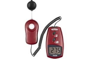 ‎TESTBOY Testboy TV 333 digitales Luxmeter bis 100.000 LUX (Messung dee Beleuchtungsstärke einer Lichtquelle, frei beweglicher Sensor mit Spiralkabel, Sensorschutzdeckel, Silizium-Fotodiode), Rot/Schwarz