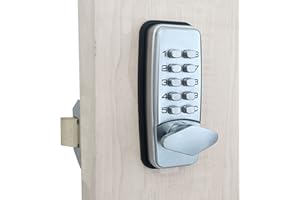 ShouSiFang Cerradura de puerta con botón digital, cerradura de llanta, cerradura de puerta, cerradura de puerta, sin llave, exterior e interior, color plateado