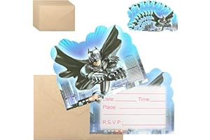 HONGP 10Pcs Batman Party Invitations for Kids,Party Invitations Kids Birthday Party Invitations with Envelopes, Double Sided Hero Theme Invites Cards for Birthday Boys Girls Party