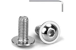 Tunejoy Viti a Testa Bombata con Flangia M5 x 12 mm Vite a Testa Esagonale Bulloni in Acciaio Inox A2 V2A Viti a Brugola con Chiavi a Esagono Filettatura Completa 20 Pezzi