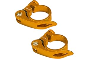 Starfa Lab 2 Pcs Bicycle Seat Clamp, 31.8mm Quick Release Bike Seatpost, Aluminium Alloy Seat Lock Clamp, Gold