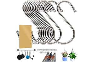 LYPER 20 ganchos en forma de S, resistentes, de acero inoxidable, para cocina, baño, dormitorio y oficina (7,6 cm, plateados)