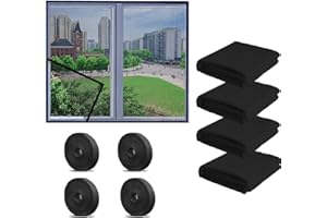 FYZSJWL 4 Stück Moskitonetze für Fenster,1.3 * 1.5m Fliegengitter Fenster,Selbstklebendes moskitonetz fenster,mit 4 Rollen Selbstklebeband,schützen die Familie vor Insekten