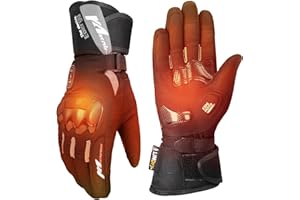 KEMIMOTO Gant Chauffant Motos, Double Zone Chauffage Indépendantes, Batterie 3000 mAh, Rétention de Chaleur de -20℃ à -5℃, Gants Motos Imperméables et 3 Modes de Chauffage