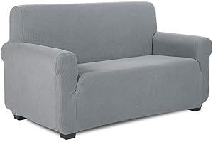‎TIANSHU TIANSHU Sofabezug 2 sitzer, Stretch Spandex Couchbezug Sesselbezug Elastischer Antirutsch Stretchhusse Weich Stoff,Jacquard-Stretch-Sofabezug, Schonbezug für Sofa-Sofahalter(Hellgrau)