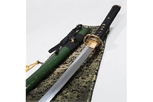 TSIAO CHIH 40 Zoll handgeschmiedetes Japanisches Samurai-Schwert Full Tang 1060 Kohlenstoffstahl Eisen Tsuba geschmiedetes gefaltetes rotes Damaststahl echtes Katana-Schwert