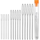 Jaimela Blunt Needles Big Eye, 3 Sizes Sharp Steel Needle, Different Tips Hand Sewing Needles for Sewing Wool Fabric Leather