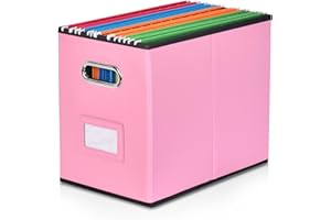 Umtiti A4-Size File Organizer Box（Folders not included. File Folder Storage, Durable Hanging Lidless File Box for Office/Decor/Home,Pink.XS