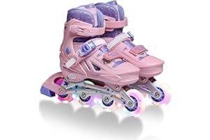 OLYSPM Inliner für Kinder,Inliner Kinder,4 Größen Verstellbare Inliner mit Blinkenden PU-Rädern und ABEC-7-Lager,Rollerblade für Jungen,Mädchen,Anfänger