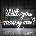 Wanxing Will You Marry Me Neon Sign - Marry Me Sign, White LED Wedding Proposal Decorations for Valentine's Day, Girlfriend