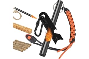 POKTWORLD Kit Firesteel XXL,Pierre à feu Kit de Survie,130x13 mm Pierres à Feu en magnésium pour 20000+ allumages, Grattoir Multi-Outils,Accessoire Camping, Survivalisme, Bushcraft, Randonnée