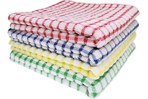 Vulevirtue Premium Geschirrtücher 4er Set Küchentücher Geschirrtücher Baumwolle 100% Baumwolle 4 Farben, geeignet für Küche/Kantine/Snackbar/Barglas (11 × 16 Zoll)