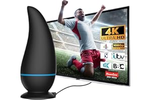 GOLIS 【2024 Upgraded】TV Aerial -Indoor TV Aerial and Freeview Strong Signal Digital Aerial UK 4K 1080p - Support VHF/UHF/DAB Radio 360°& 300+ Miles Reception High Gain for TV Antenna with 16FT Coaxial Cable
