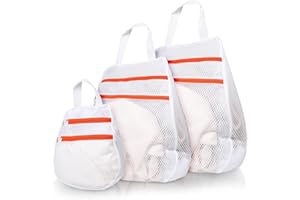 Cozary 3 Stück Wäschenetz für Waschmaschine, [Upgrade] Doppelte Schicht Wäschesack mit Reißverschluss, Wäschebeutel für BH, Socken, Unterwäsche, Babykleidung - Weiß (30x30 cm, 40x40 cm, 50x50cm)