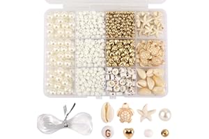 PEUTIER Kit de fabrication de bracelets sur le thème de la plage, conque, tortue, lettre, cœur, perles, bijoux, fournitures d'artisanat pour femmes et filles