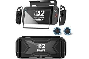 KAILFEE für Nintendo Switch 2 Hülle【Integrierter Displayschutz】, [Schutz in Militärqualität] [Für magnetische Joy-Con-Controller geeignet] Abnehmbares Cover-Zubehör für Nintendo Switch 2 , Schwarz (Schwarz)