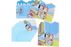 DecPtyTa Einladungskarten Bluey Kindergeburtstag,20 Einladungskarten Geburtstag Mit 20 Umschläge,Einladungskarten Kindergeburtstag Junge,Partyeinladungen für 20 Personen (Hund1)