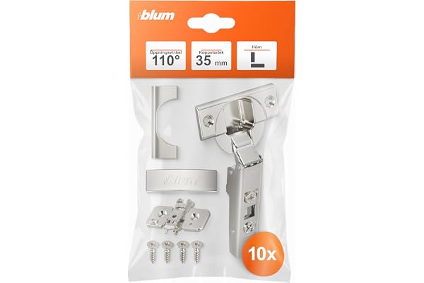 blum 10x CLIP top koppgångjärn 35mm helöverfall utan soft-close förnicklad
