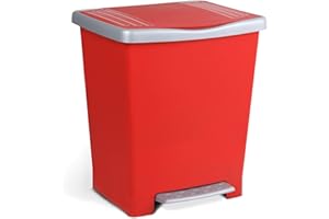 Tatay Cubo de Pedal Millenium, 23L de Capacidad, Apertura a Pedal, de Polipropileno, Libre de BPA, Bolsa Basura 30L. Color Rojo, 33,5 x 30 x 39 cm