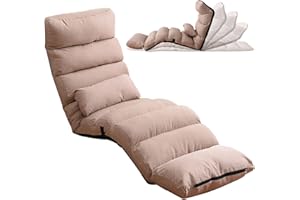 T-ZBDZ Chaise de Sol Pliable Chaise Longue Chaise de méditation Chaise de fenêtre avec Dossier, Chaise Longue réglable, Fauteuil de Relaxation, Floor Chair Chaise Longue, Housse Lavable (Kaki)